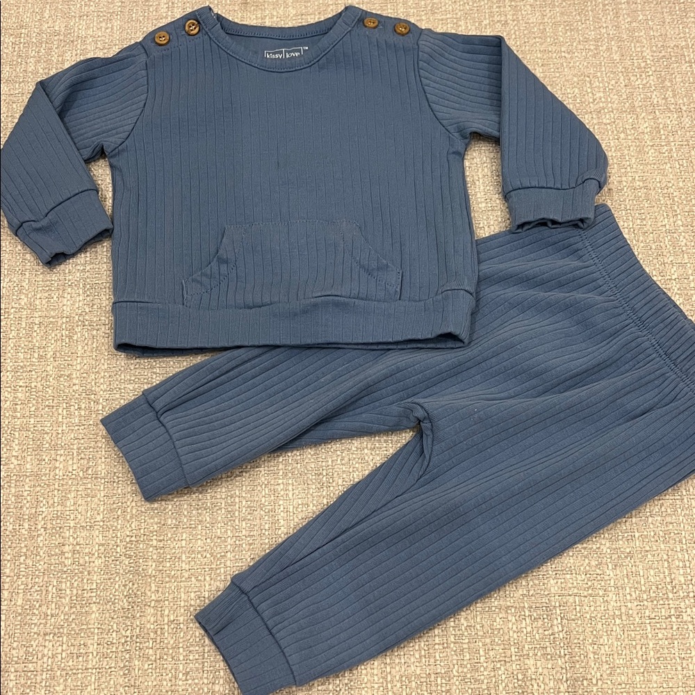 Kissy Love Cozy Blue Kids Matching Top/Pants  Set